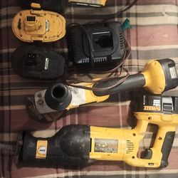 DeWalt Sawzall + Angle Grinder+ Charger And 6x Spare Huge Batteries