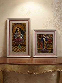 Set of 2  vintage handmade Framed Decorative Persian  Art Paintings
