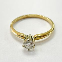 14K yellow gold solitaire diamond ring