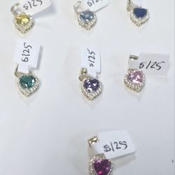 14k Cz Heart Pendants 