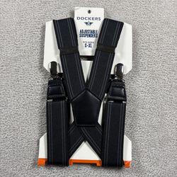 Dockers Adjustable Suspenders Black Fits Adult Size S-XL New NWT