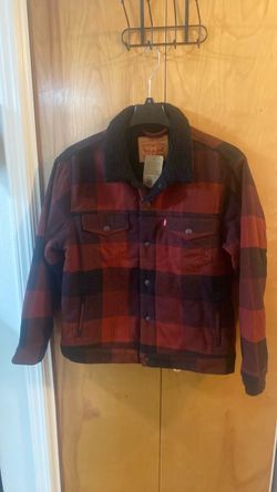 Levi's Sherpa Collar Plaid Trucker Jacket
