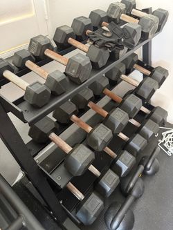 REP Fitness Home Gym Set – 5–50 lb Dumbbells, Rack, Adjustable Bench & Kettlebells