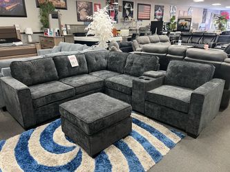 Gray Sofa Sectional w/ Ottoman