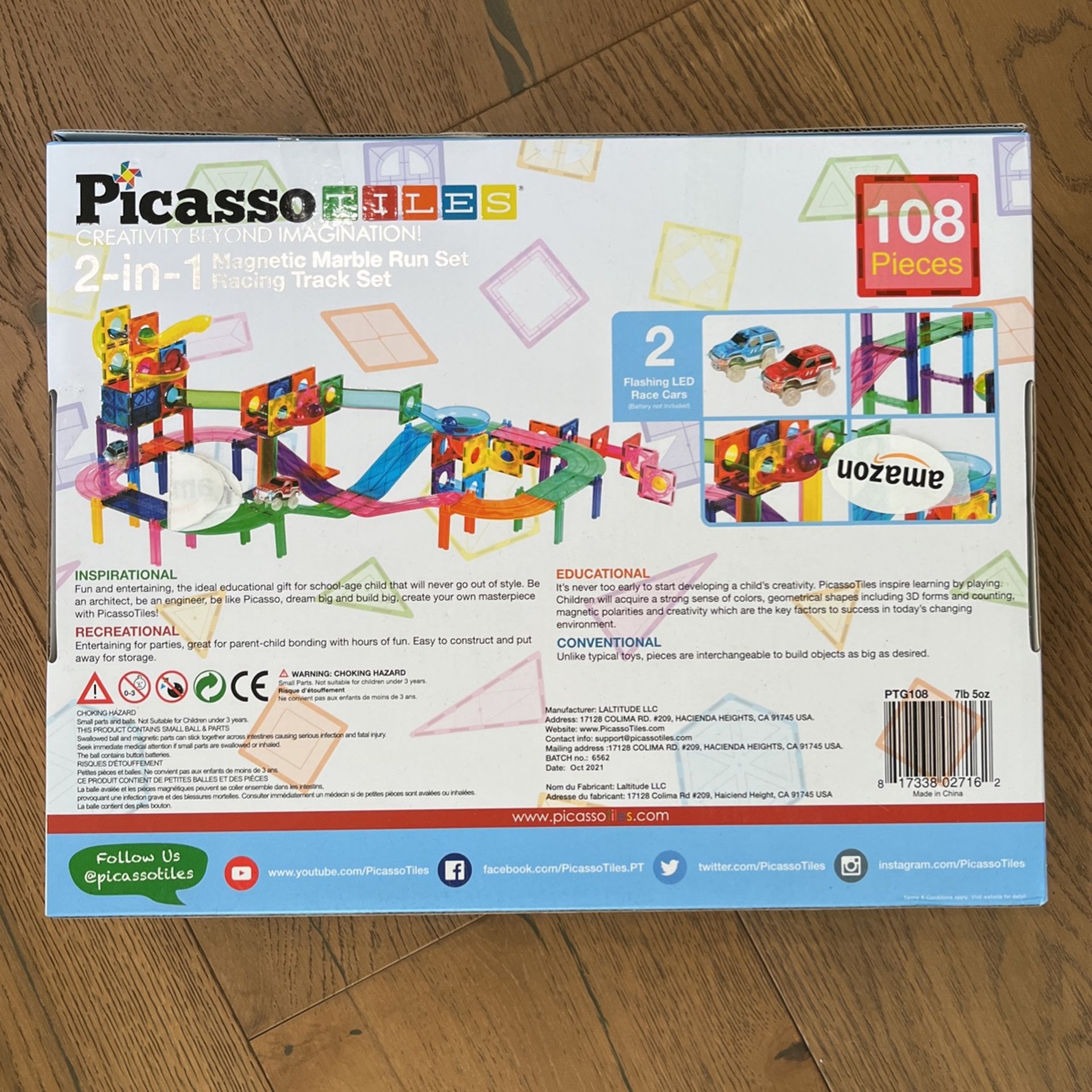Picasso Tiles 108pc 2in1 Marble Run Car Race Track Combo
