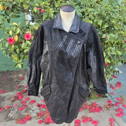 Black vintage 80s Empire leather jacket