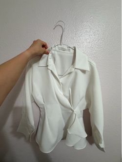 Korean White Wrap Blouse – Elegant & Chic