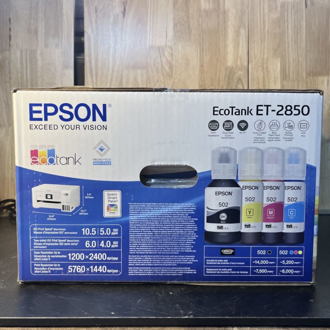 Brand new / sealed Epson EcoTank ET-2850 Wireless Color All-in-One Cartridge-Free Supertank Printer