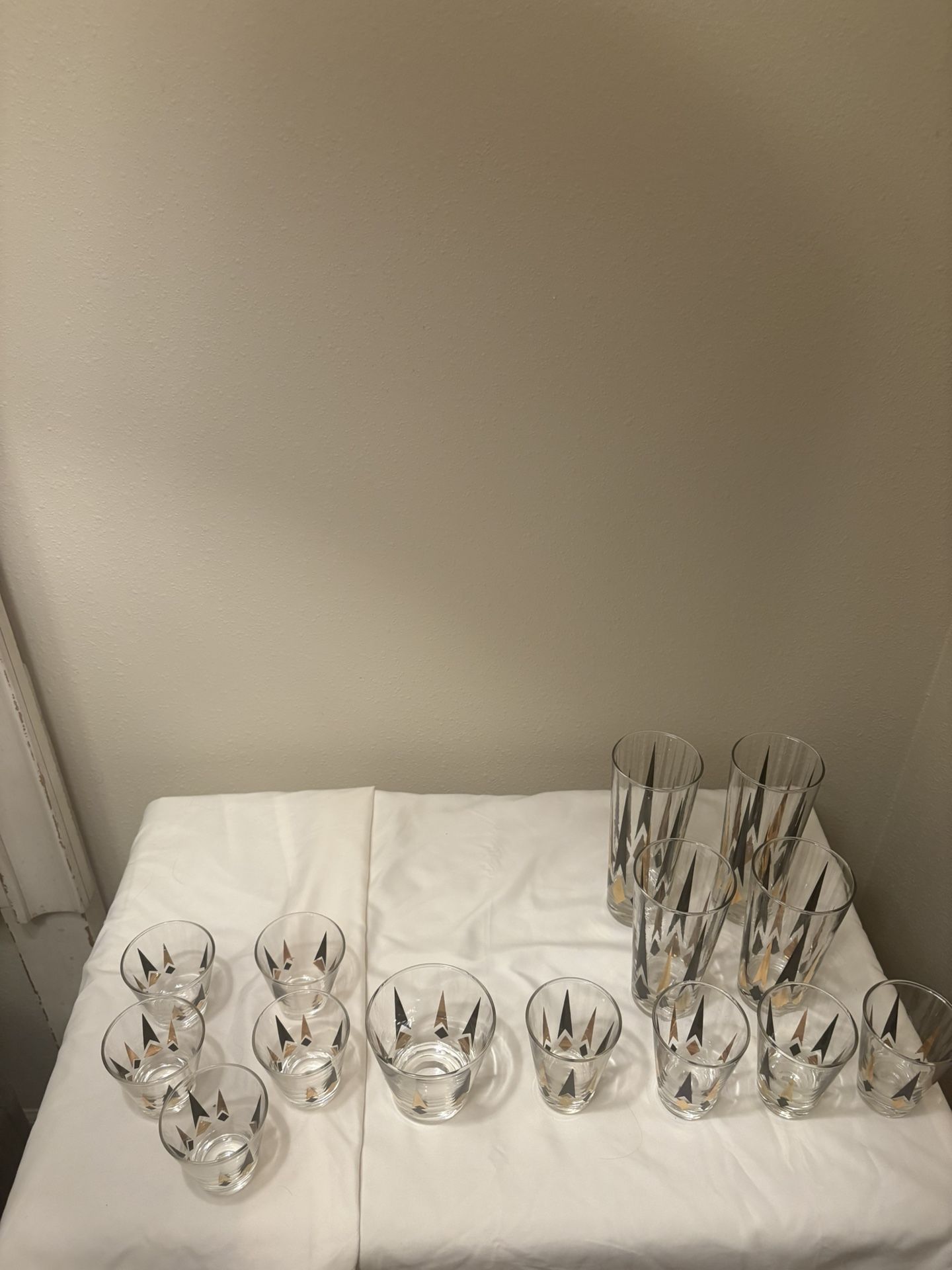 Vintage MCM Black Ombré Barware Set (14 Pieces)