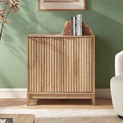 Brooklyn Storage Cabinet, Modern Farmhouse Entryway Accent Cabinet, Buffet Sideboard, Credenza, Wood Modular Cabinet with Doors & Shelf, Fluted Panel,