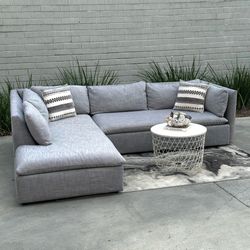 FREE DELIVERY West Elm Sectional Couch w/ Deep Seating & Bumper Chaise