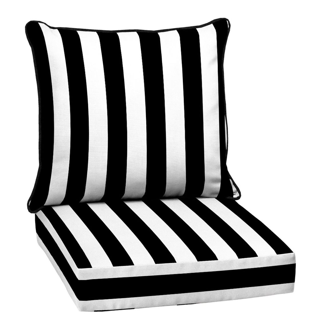 Arden Selections Black Cabana Stripe Outdoor 24 x 24 in. Deep Seat Set