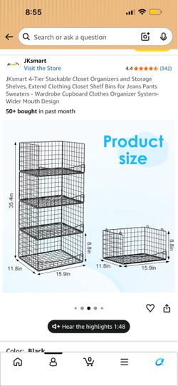 JKsmart 4-Tier Stackable Wire Closet Organizer