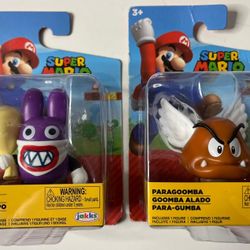 2 Jakks Pacific World of Nintendo Super Mario 2.5” NABBIT & PARAGOOMBA Mini-Figures