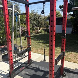 Ethos Power Cage In Good Condition Comes With Safety Bars End Extra Spotters And Pulley Wit Rope 