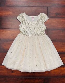 Little Girls Clothes Justice Sparkle Tulle Sequin White Cream Special Occasion Party Dress Size 8 Fits 7/8