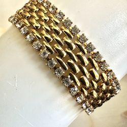 Kenneth Jay Lane Vintage Gold Tone Rhinestone Bracelet 