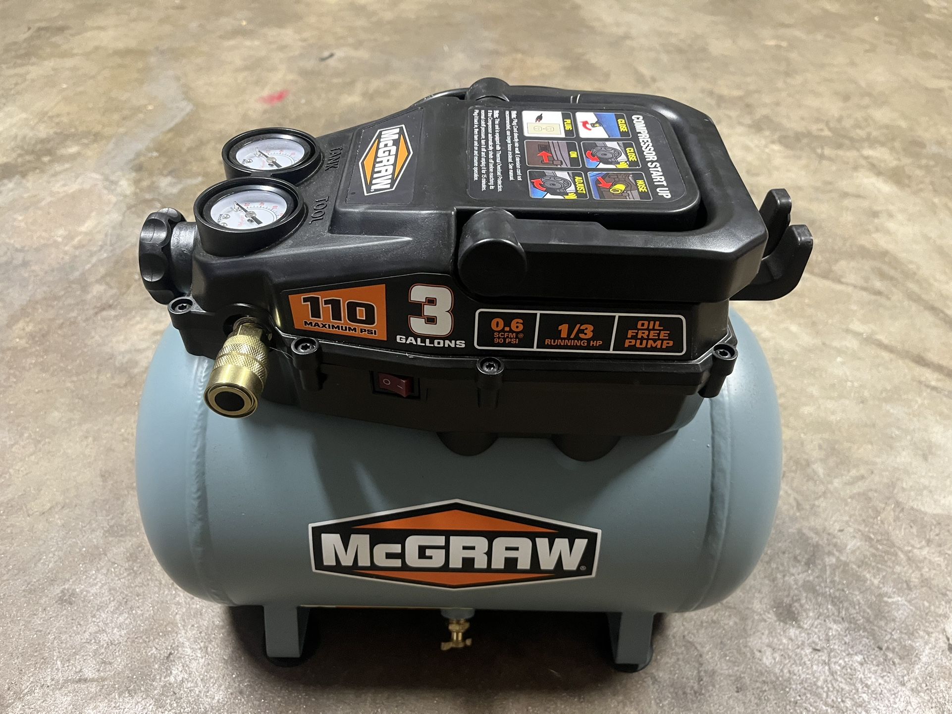 McGraw 3 Gallon Air Compressor w/Hose