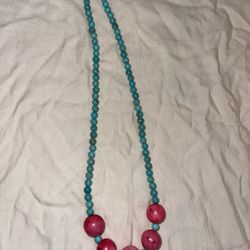  Turquoise Gems Boho Chunky Jewelry Beaded Long Necklace