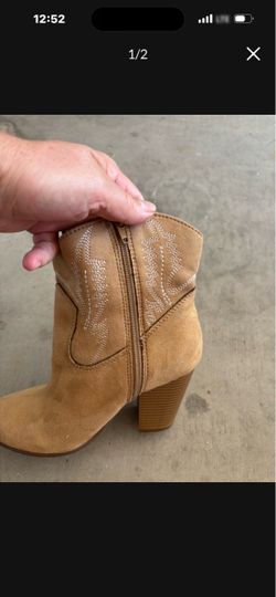 Tan Suede Western Ankle Boots