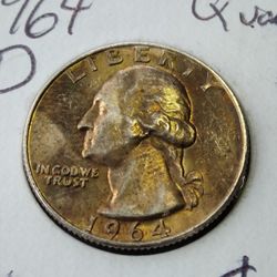 1964 D UNC OBVERSE TONER QUARTER 
