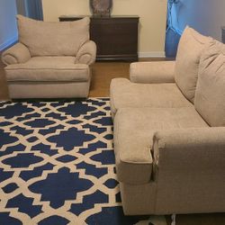Tan Loveseat And Chair
