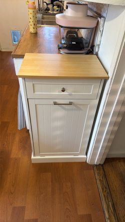 Kitchen Tilt Out Trash Bin Cabinet Free Standing Recycling Cabinet Trash Can Holder With Drawer