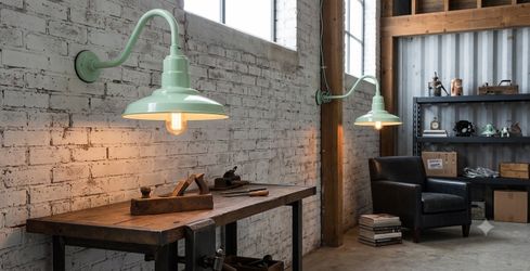 Brand New Set of 2 Mint Green Gooseneck Barn Lights – Only $70 for Both! (Retails for $160+)