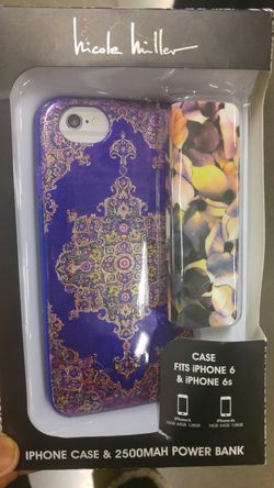 Nicole Miller Iphone 6 / 6s Case & Portable Charger Set Brand New