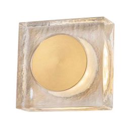 7.48 in. Modern Brass Square Dimmable Integrated LED Wall Sconce Clear Glass Bathroom Vanity Light