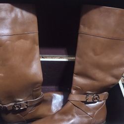 MIKEAL KORS BOOTS FOR WOMEN - SIZE 8.5 M - LEATHER - BROWN