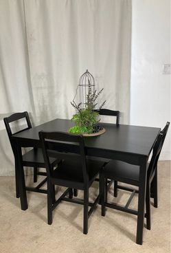 Black Compact Kitchen Dining Table & 4 Chairs PERFECT FOR APARTMENT