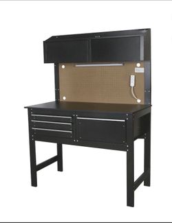 New 48-inch Workbench and Cabinet Combo with Light, Steel, Wood