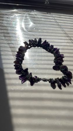 Natural Amythest & Tourquois necklace with silver locket