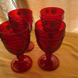 3272 Princess house Vasos Con Pedestal Rojos Marbella $65