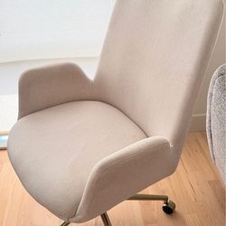 Upholstered swivel desk chair beige with gold base