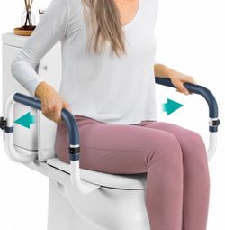 (D-27) PELEGON Toilet Safety Rails (250lb) - Adjustable Toilet Safety Rails, Toilet Bar for Elderly Adults, Toilets Rails for Seniors, Toilet Seat wit