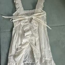 Anna Sui White Cotton Tunic Mini Dress