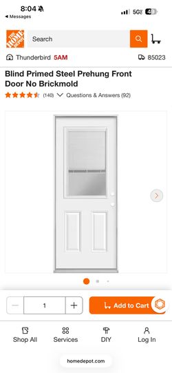 32 in. x 80 in. Left-Hand/Inswing Premium 1/2 Lite Clear Glass Mini Blind Primed Steel Prehung Front Door No Brickmold