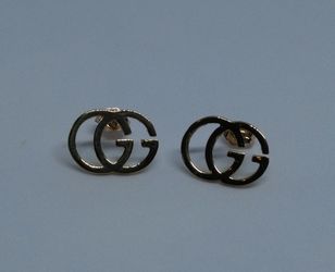 14k Solid Yellow Gold Custom Gucci GG Earrings 