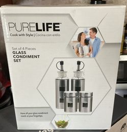 PureLife 4-Piece Glass Condiment Set – New / Stylish Kitchen Accessory