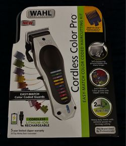 Wahl Color Pro Cordless Hair Clipper Rechargeable Color Coded Guide Haircut Kit