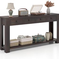 Minor Dent Assembled New 63" Farmhouse Console Table with 4 Drawers Modern Wood Entryway Table
