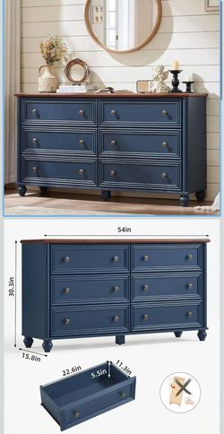 ❤️🔥 #B Modern Rustic 6-Drawer Dresser,