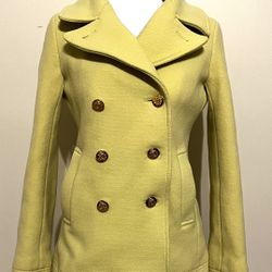 J.Crew stadium cloth Nello Gori yellow pea coat