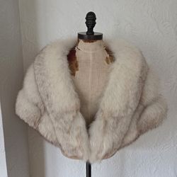White fox fur shawl bridal wrap NO OFFERS