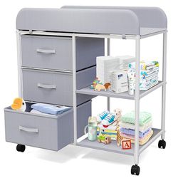 New In Box Baby Changing Table, Portable Changing Table, Diaper Changing Station with Waterproof Pad, Changing Table Dresser with 3 Storage Baskets, M