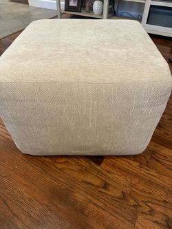 Beige Fabric Upholstered Ottoman