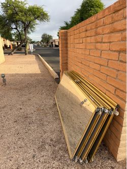 Gold sliding glass door mirrors, eight total