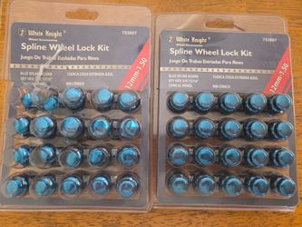 White Knight Blue Spline Wheel Lock Lug Nut Kits (2 Sets)